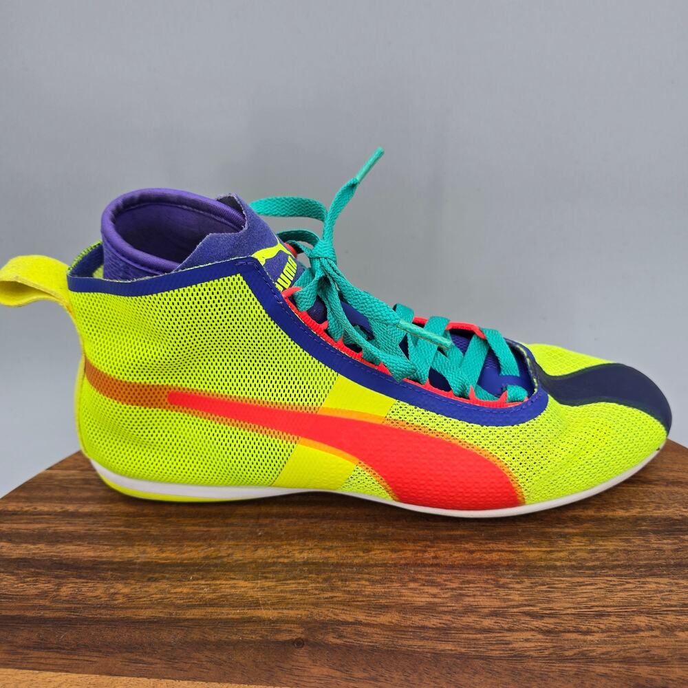 Puma Eskiva Mid Evo Boxing Shoes Womens 8 Neon Yellow Purple Athletic Sneakers